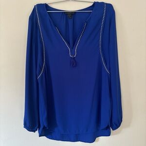 J. Crew Royal Blue Blouse with Tassel Detail